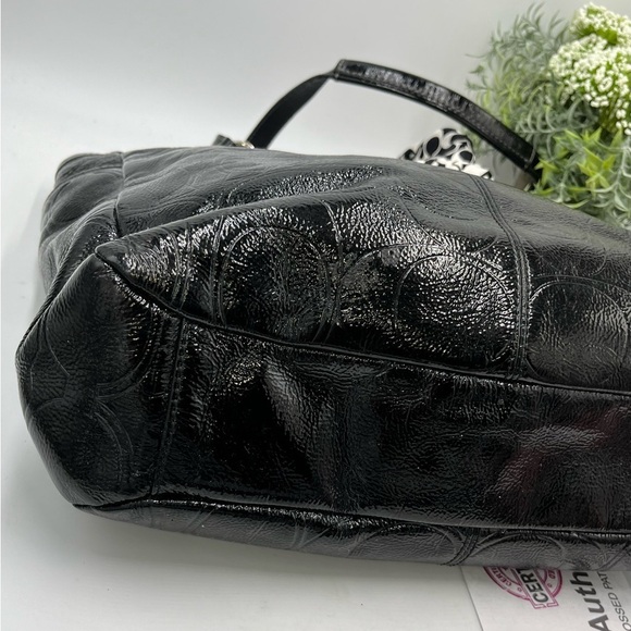 Authentic Coach Black Signature Embossed Patent leather N/S Gallery Tote F19818 - Picture 13 of 16